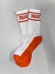 Two Stripe Logo Socks - White/Orange