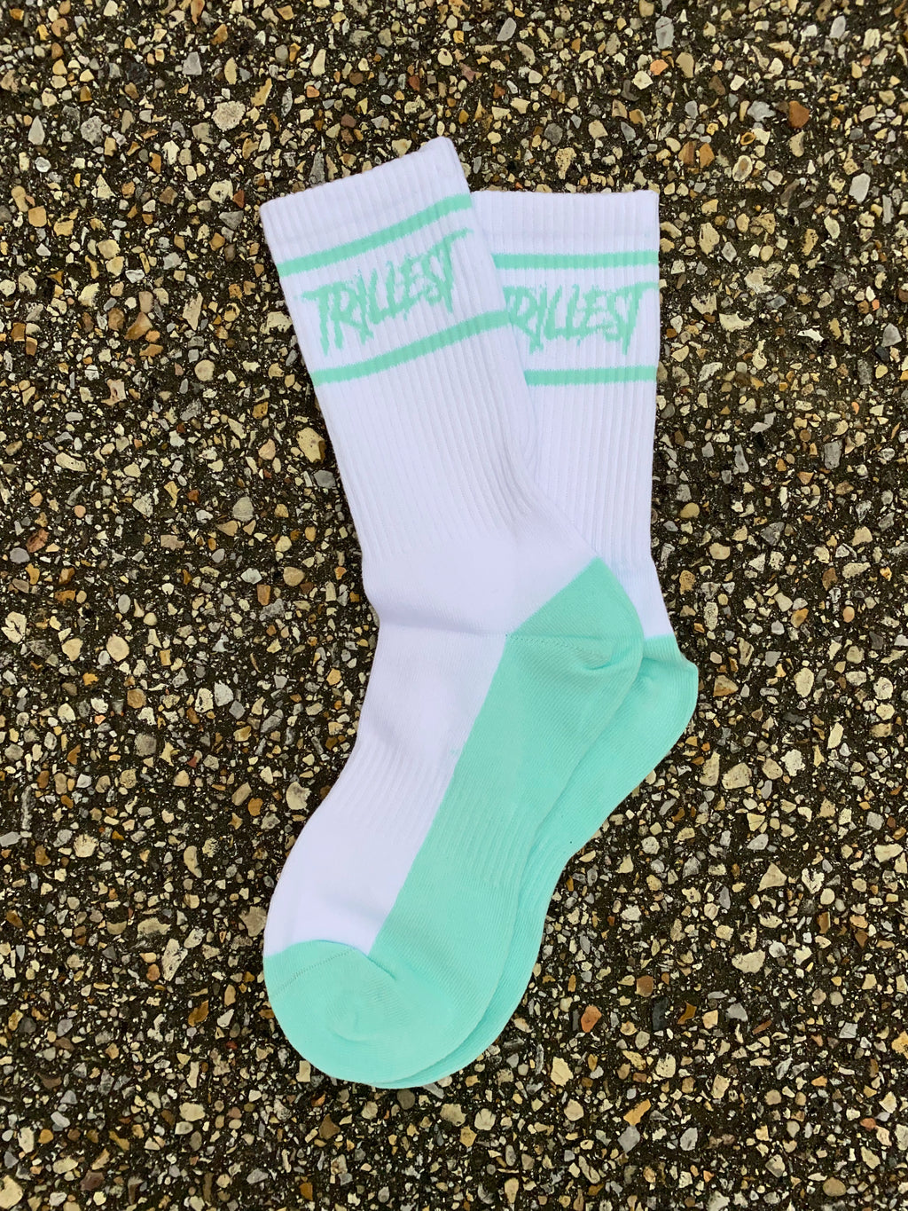 Two Stripe Logo Socks - White/Mint