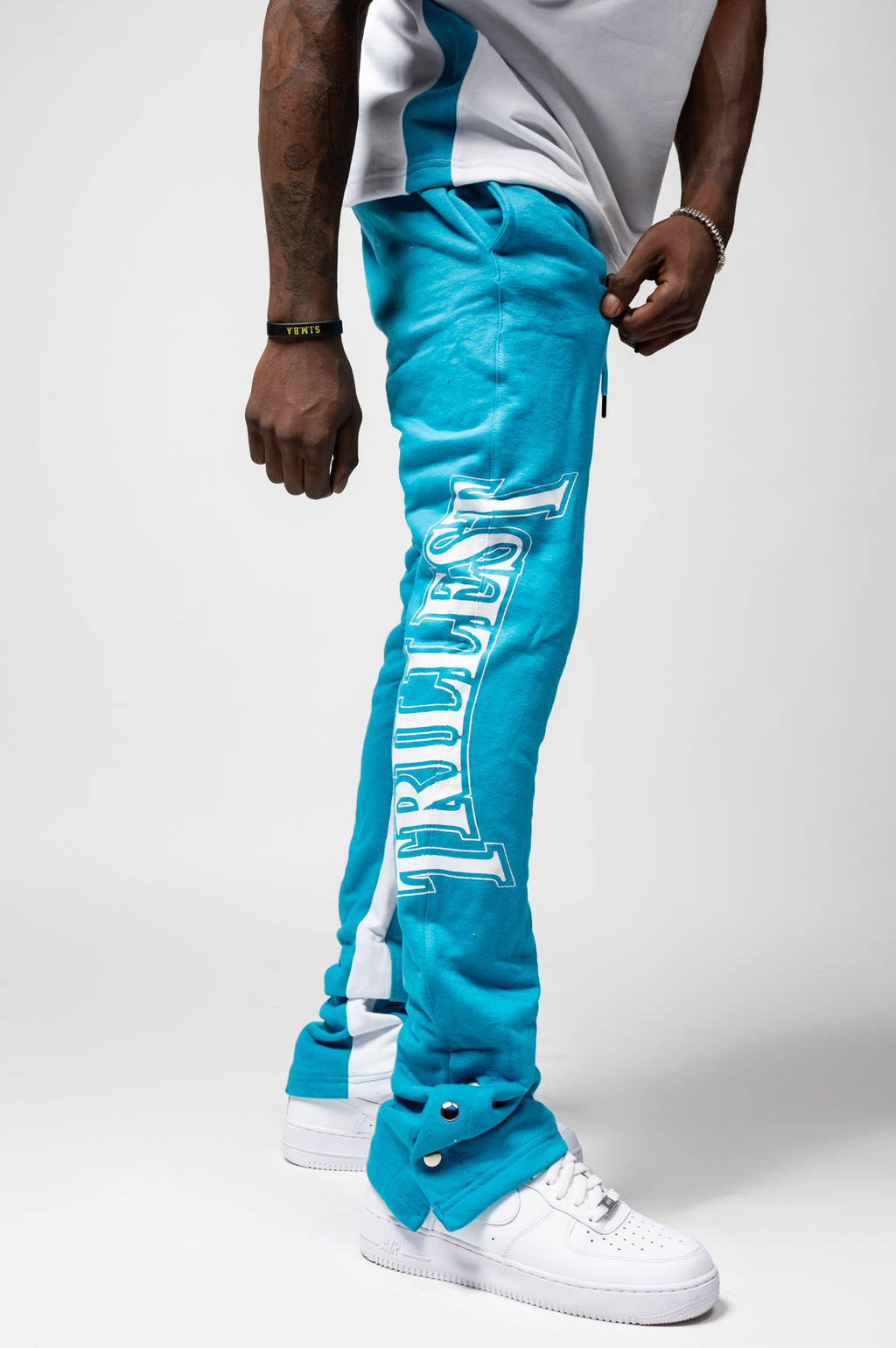 Worldwide Zip Up Set - Teal/White