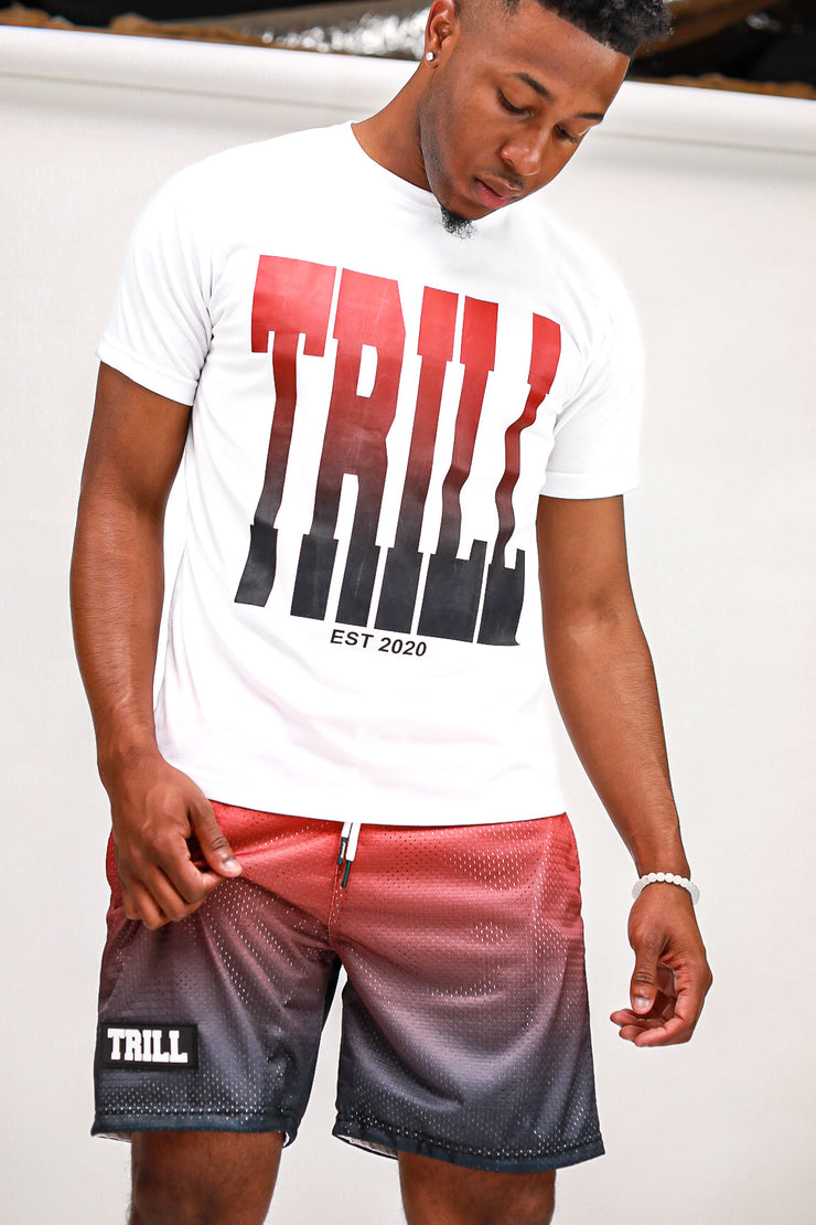 Ombre Trill Logo Tee - White\Red\Black