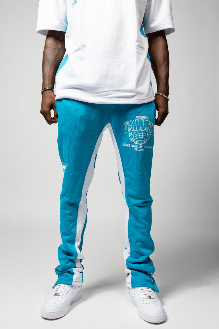 Trillest Flare Pants 3 Button - Deep Teal\White