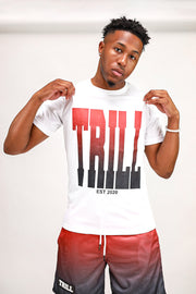 Ombre Trill Logo Tee - White\Red\Black