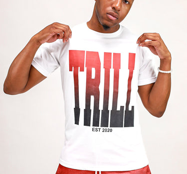 Ombre Trill Logo Tee - White\Red\Black