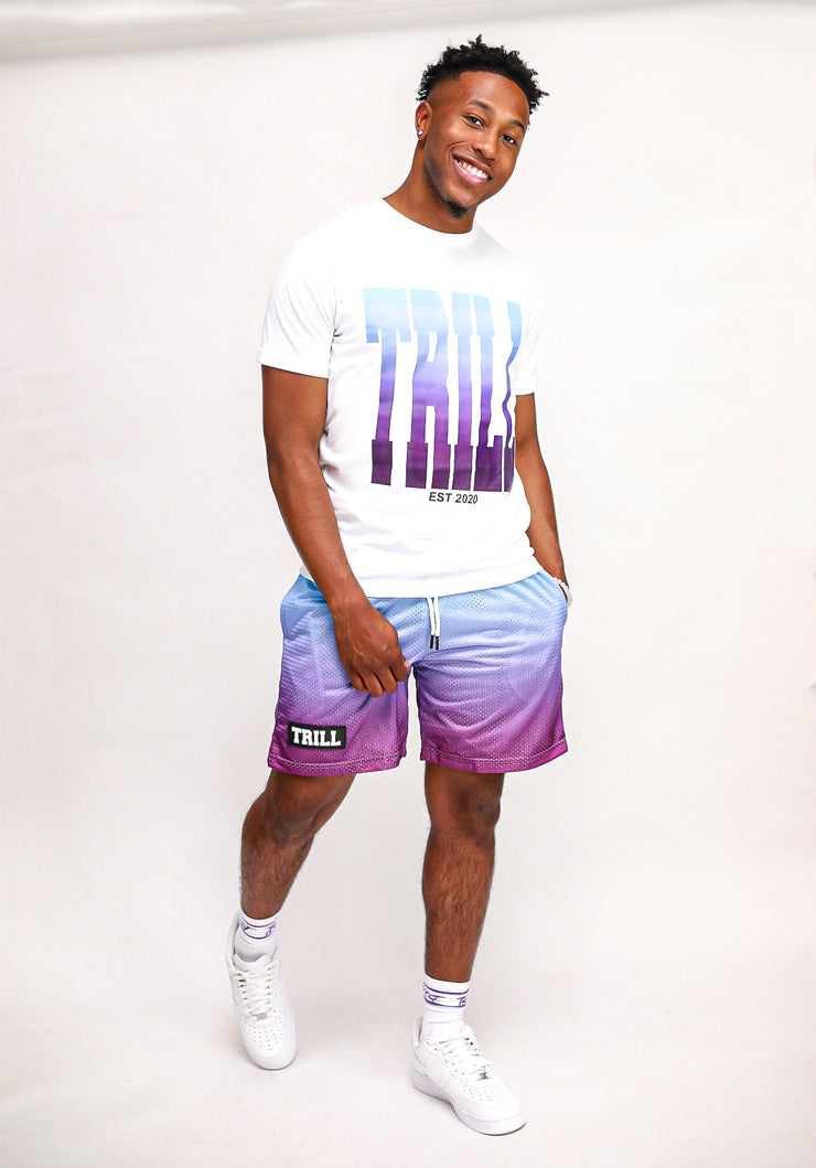 Ombre Trill Logo Tee - White\Sky\Purple