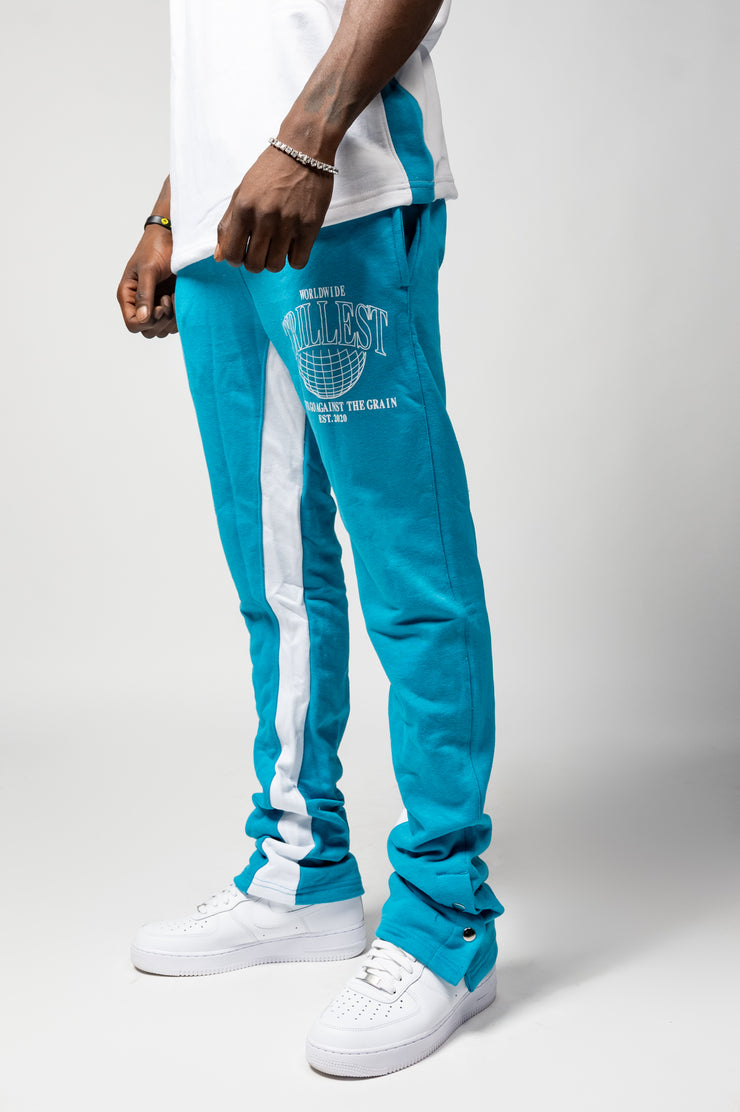 Trillest Flare Pants 3 Button - Deep Teal\White