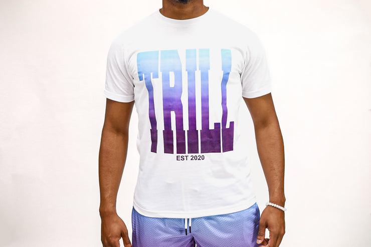 Ombre Trill Logo Tee - White\Sky\Purple