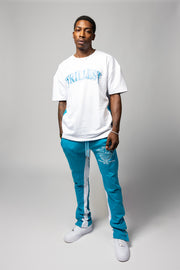 Trillest Flare Pants 3 Button - Deep Teal\White
