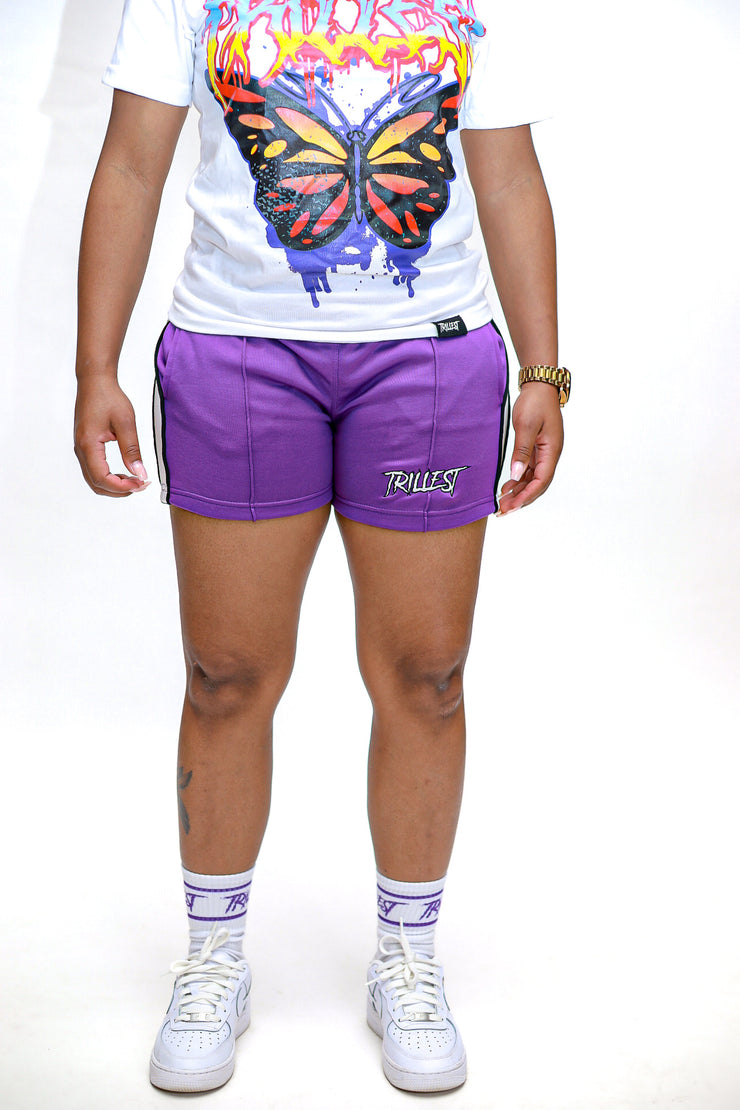 Trillest Women Track Shorts - Purple