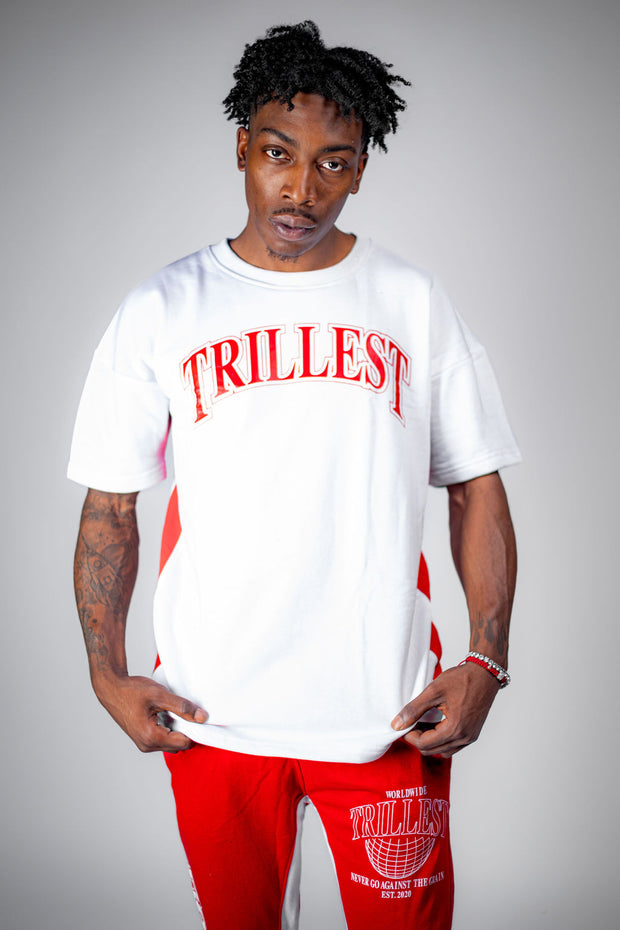 Trillest Worldwide Oversize Tee - White\Red
