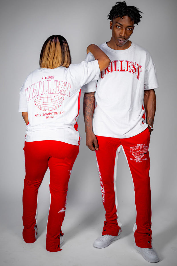Trillest Worldwide Oversize Tee - White\Red
