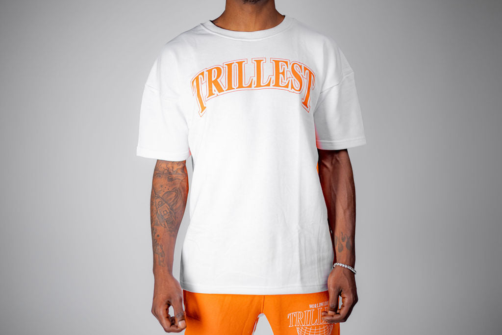 Trillest Worldwide Oversize Tee - White\Orange