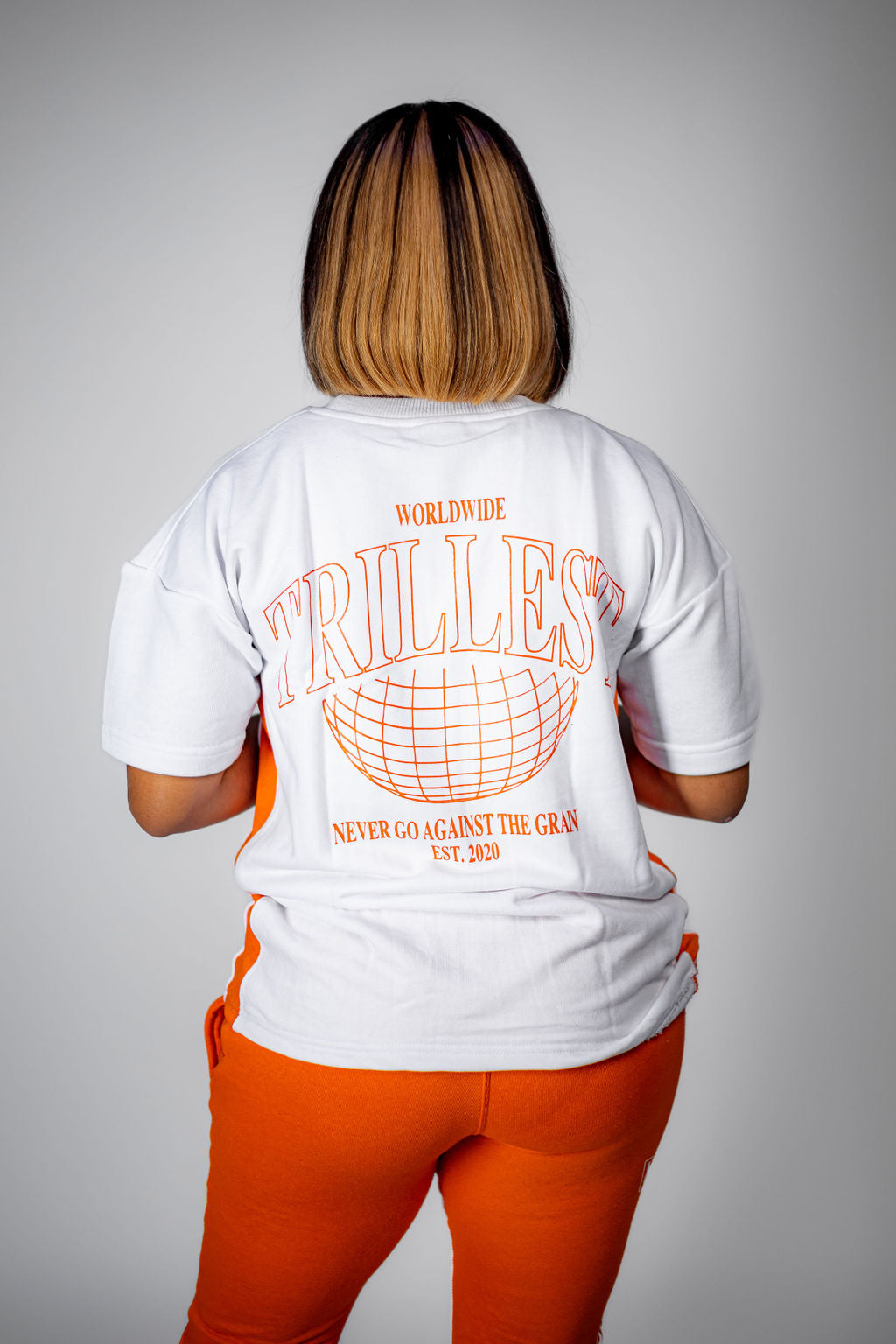 Trillest Worldwide Oversize Tee - White\Orange