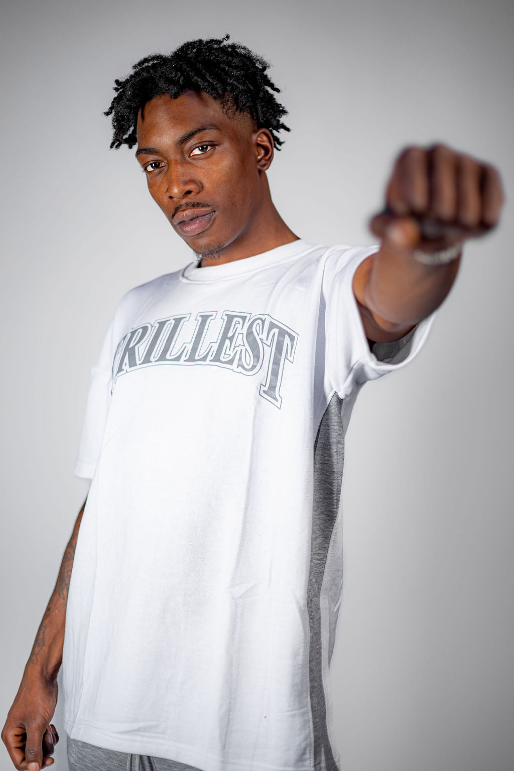 Trillest Worldwide Oversize Tee - White\Gray