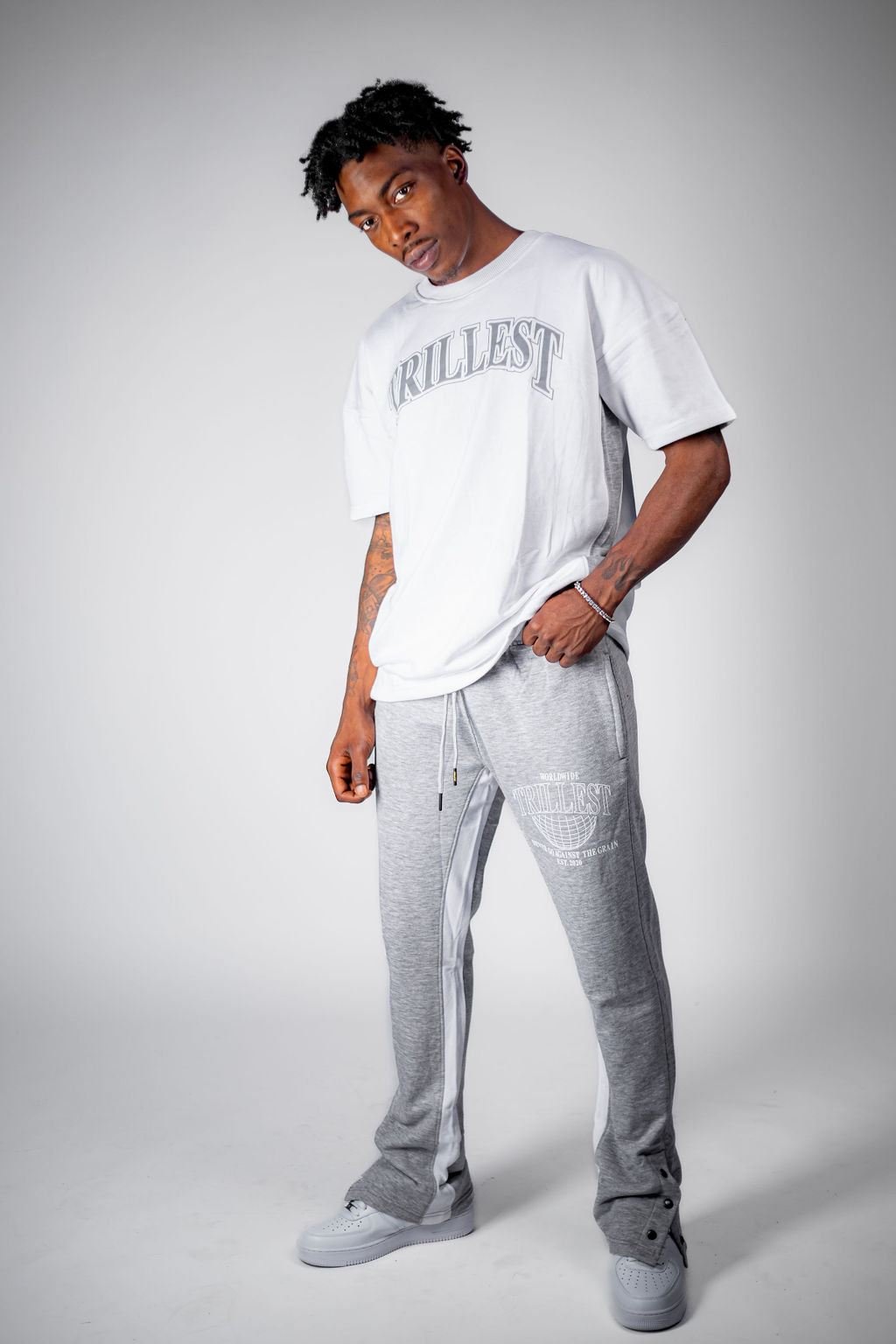 Trillest Worldwide Oversize Tee - White\Gray