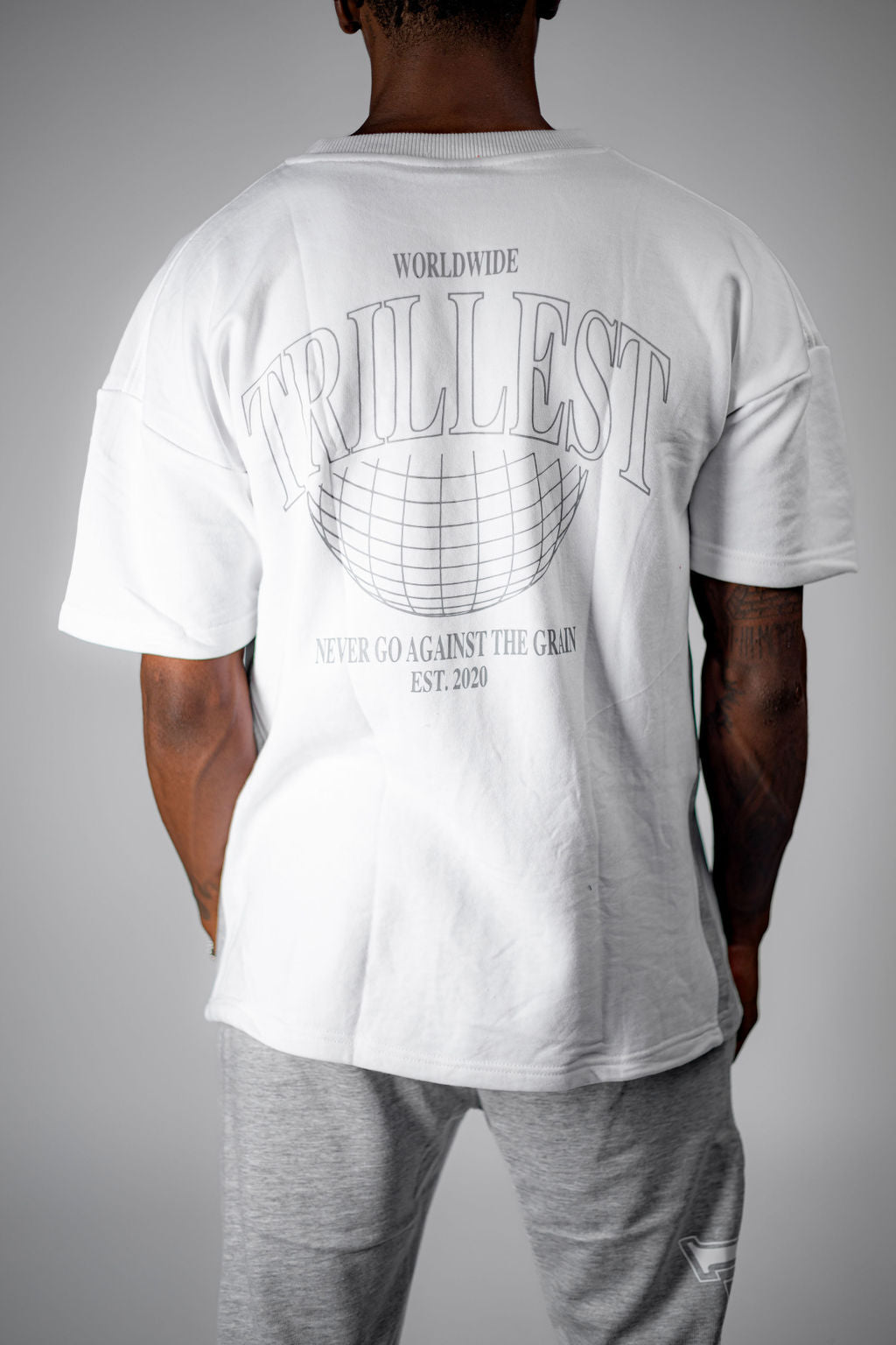 Trillest Worldwide Oversize Tee - White\Gray