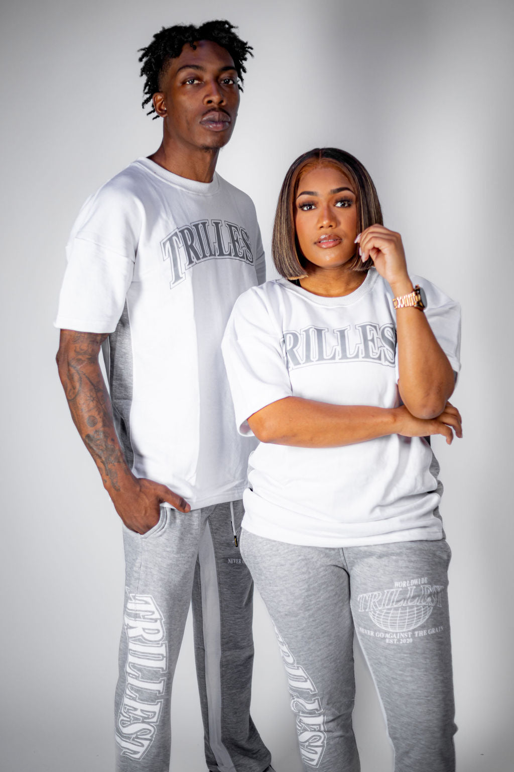 Trillest Worldwide Oversize Tee - White\Gray