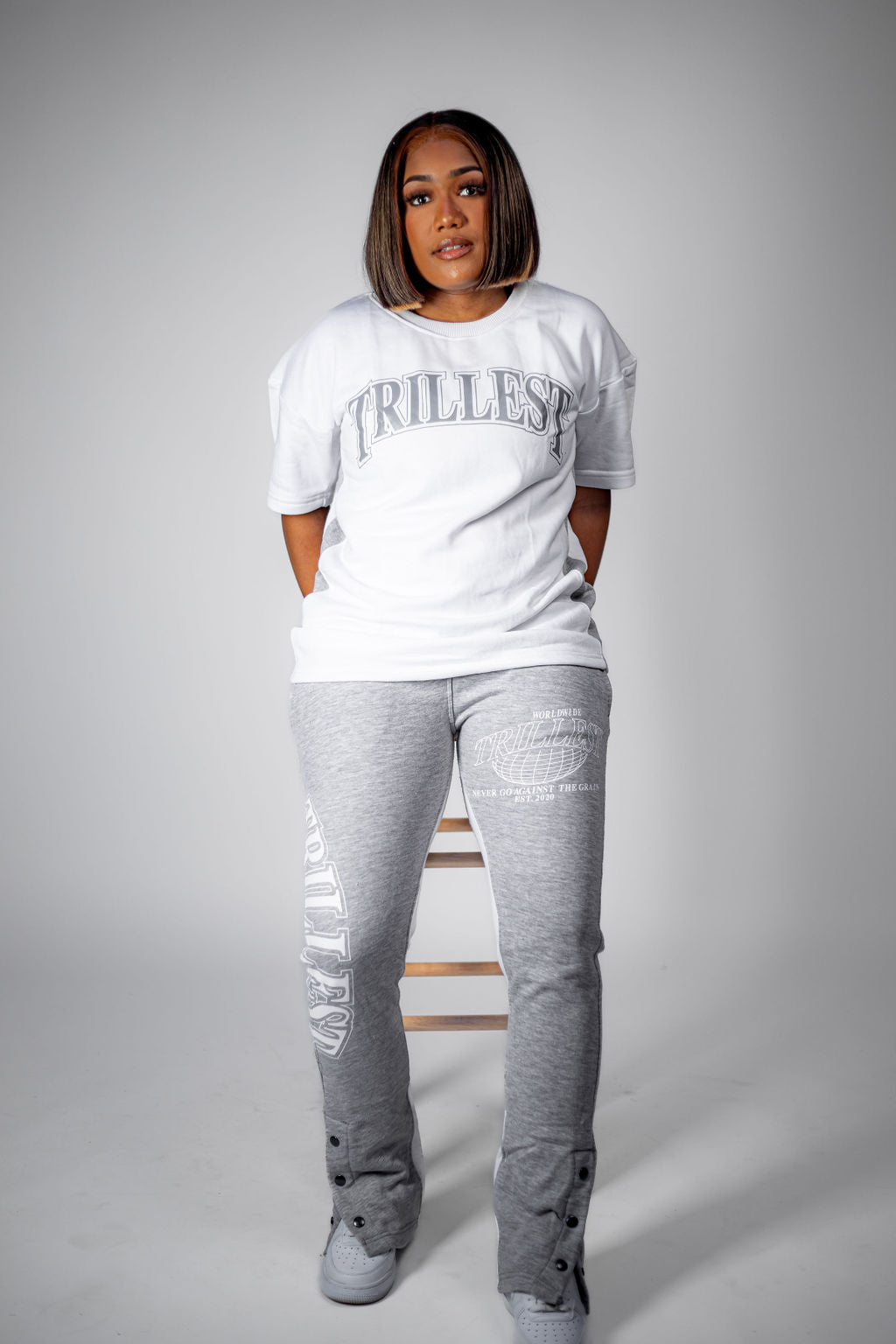 Trillest Worldwide Oversize Tee - White\Gray