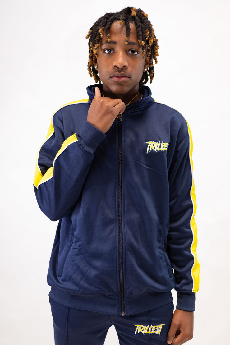 Big Kids Stacked Tracksuit - Navy\Yellow