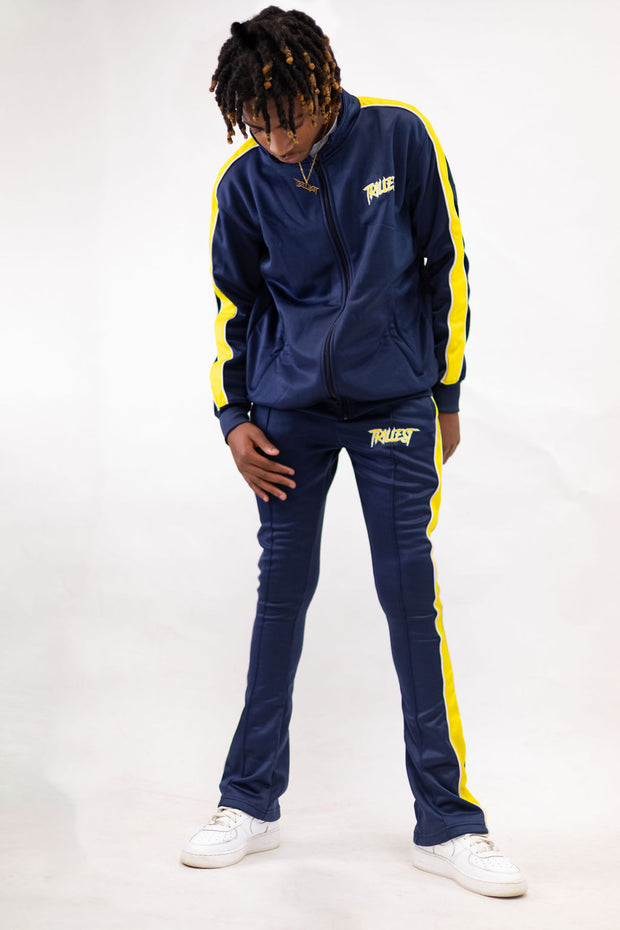 Big Kids Stacked Tracksuit - Navy\Yellow