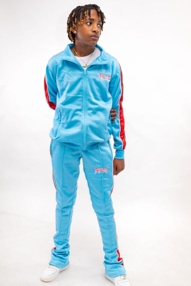 Big Kids Stacked Tracksuit - Sky\Red