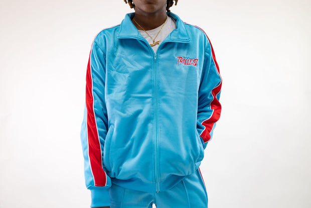 Big Kids Stacked Tracksuit - Sky\Red
