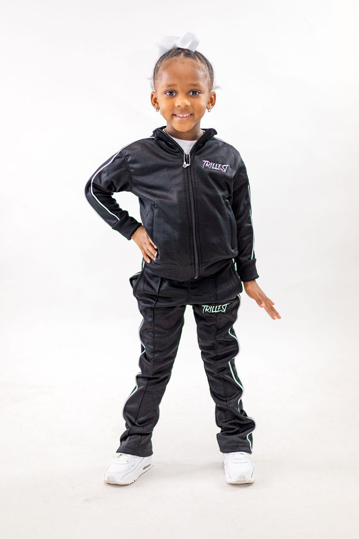 Little Kids Stacked Tracksuit - Black\White