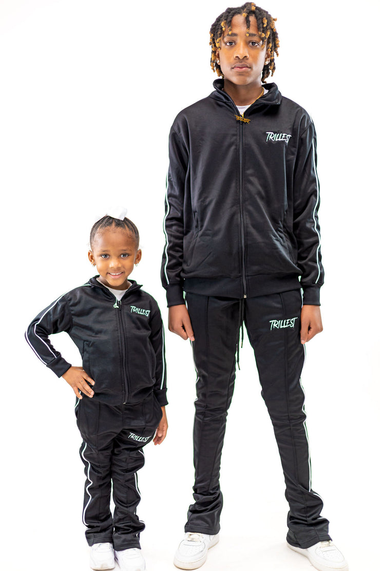 Big Kids Stacked Tracksuit - Black\White