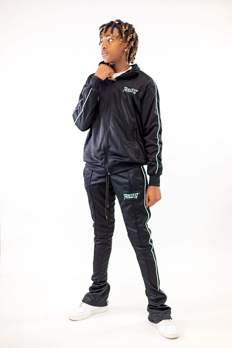 Big Kids Stacked Tracksuit - Black\White