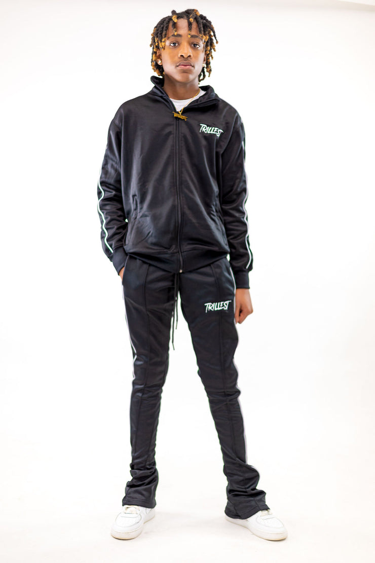 Big Kids Stacked Tracksuit - Black\White