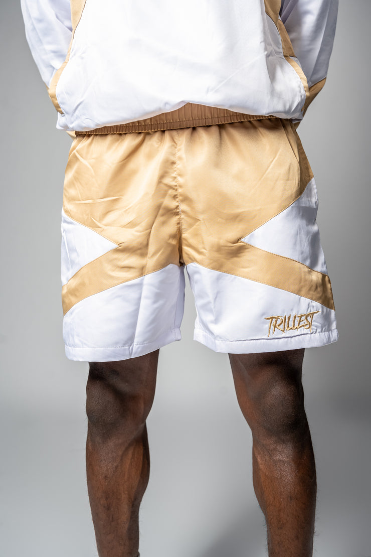 Trillest Panel Windbreaker Shorts - Tan\White