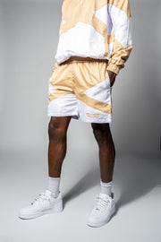 Trillest Panel Windbreaker Shorts - Tan\White