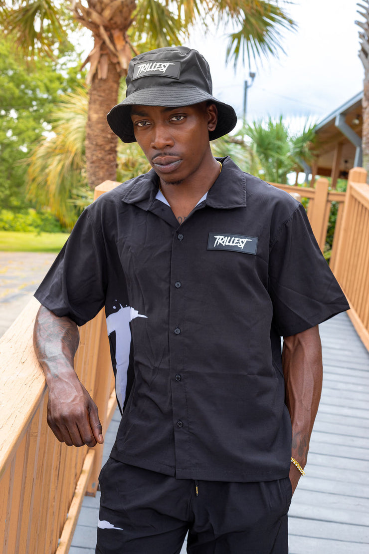 Rubber Patch Logo Bucket Hat - Black