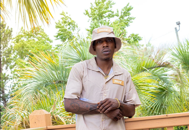 Rubber Patch Logo Bucket Hat - Tan