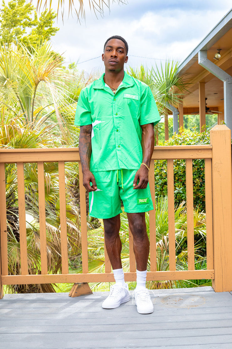 Big T Logo Button Down Shirt - Green