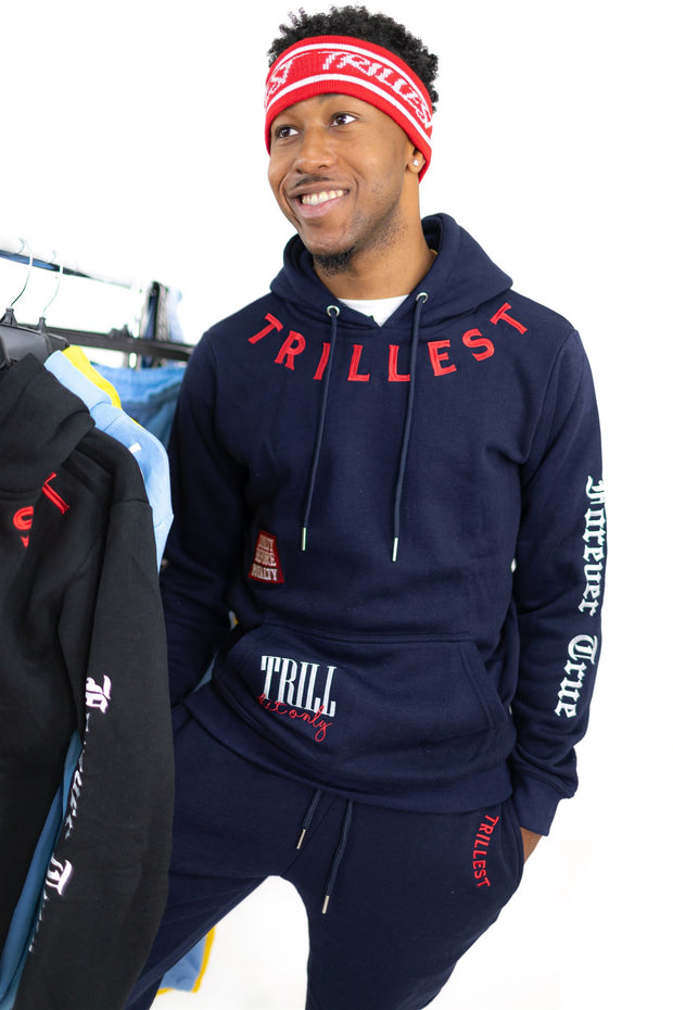 Trillest Navy Blue Multi Logo Hoodie