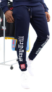 Trillest Navy Multi Logo Sweatpants