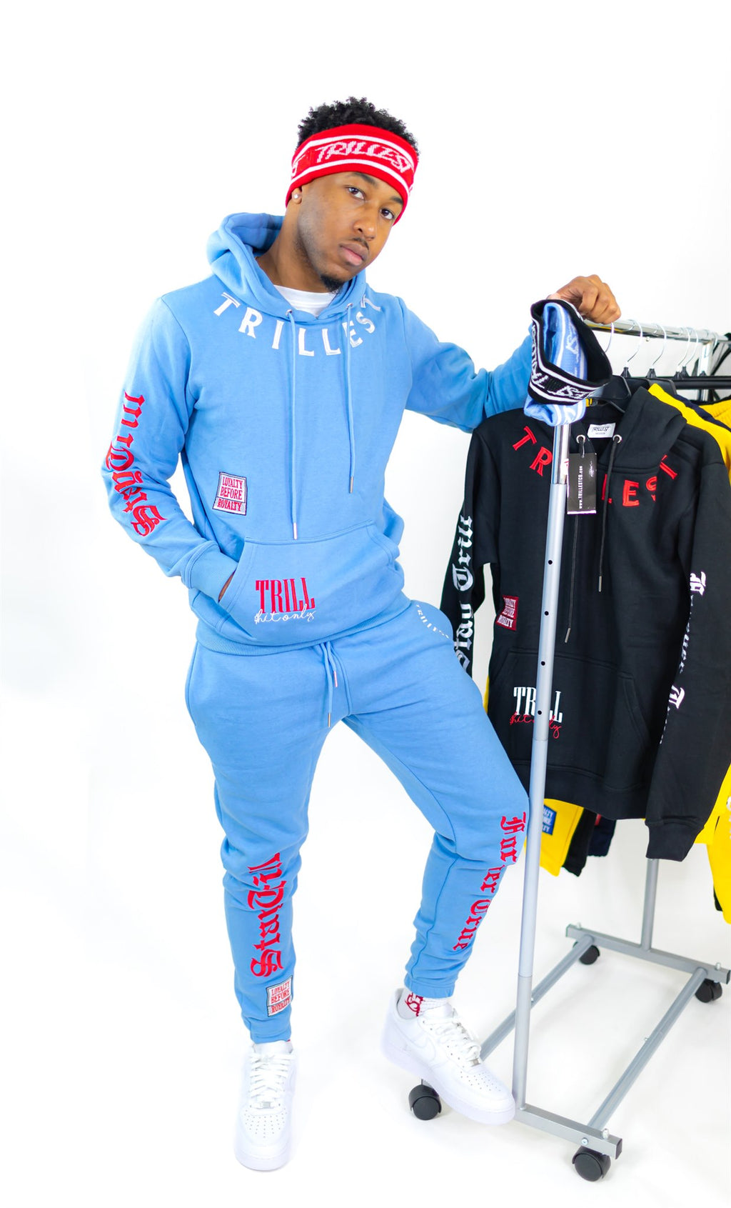 Trillest Sky Blue Multi Logo Sweatpants