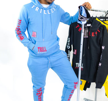 Trillest Sky Blue Multi Logo Sweatpants