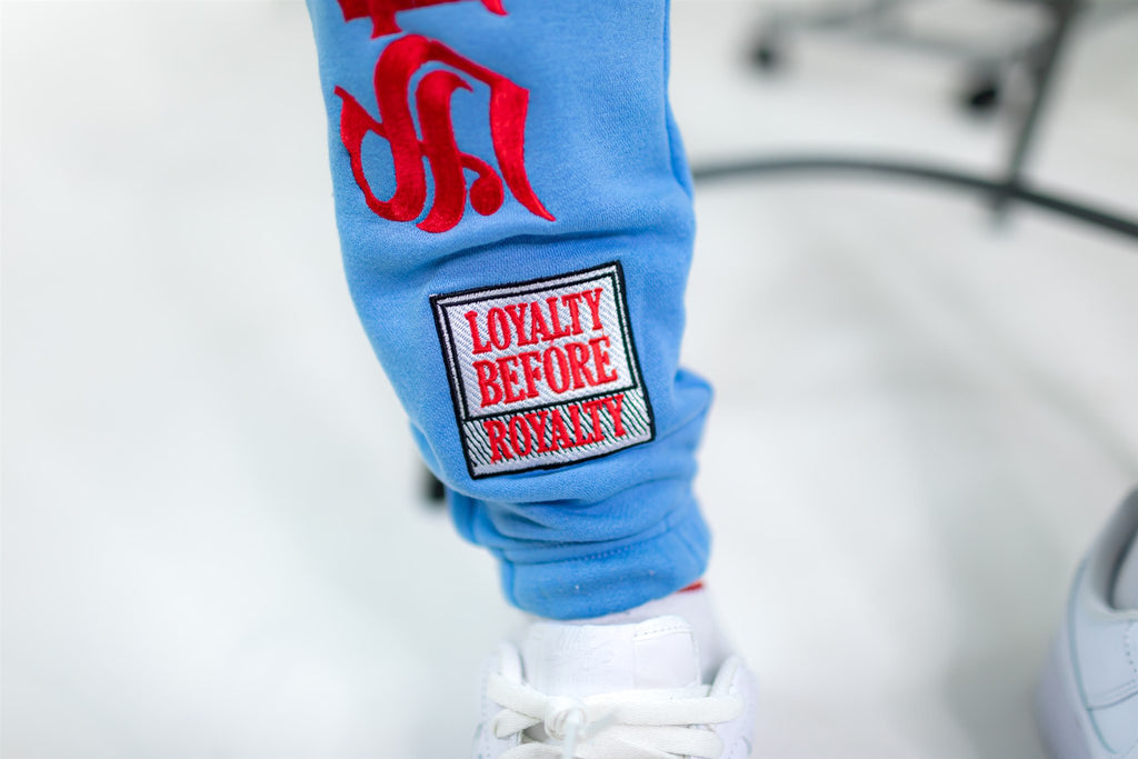 Trillest Sky Blue Multi Logo Sweatpants