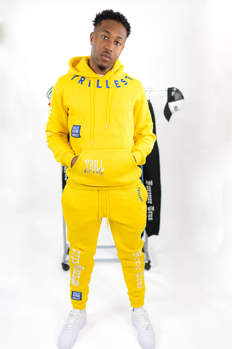 Trillest Yellow Multi Logo Sweatpants