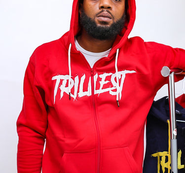 Trillest Zip Up Hoodie - Red\White