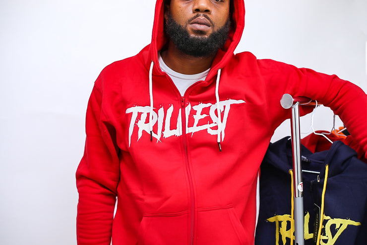 Trillest Zip Up Hoodie - Red\White