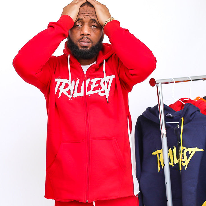 Trillest Zip Up Hoodie - Red\White