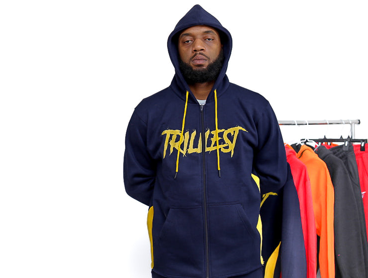 Trillest Zip Up Hoodie - Navy\Yellow