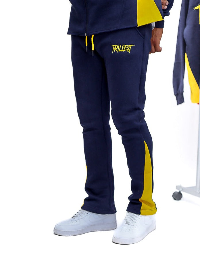 Trillest Flare Panel Pants - Navy\Yellow