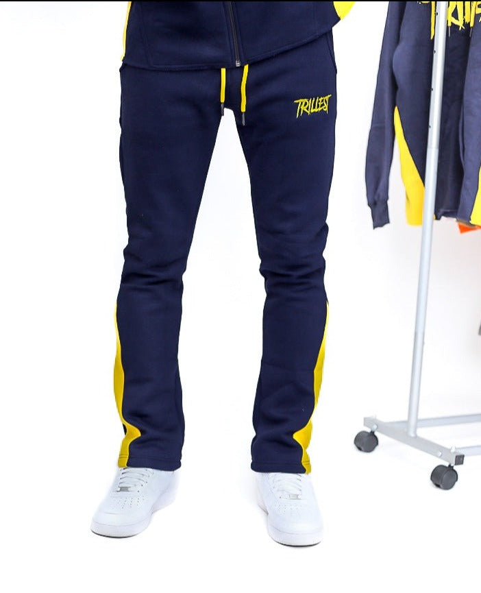 Trillest Flare Panel Pants - Navy\Yellow