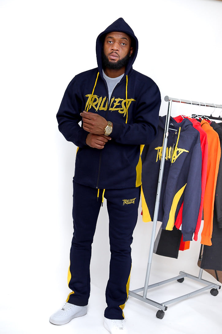 Trillest Zip Up Hoodie - Navy\Yellow