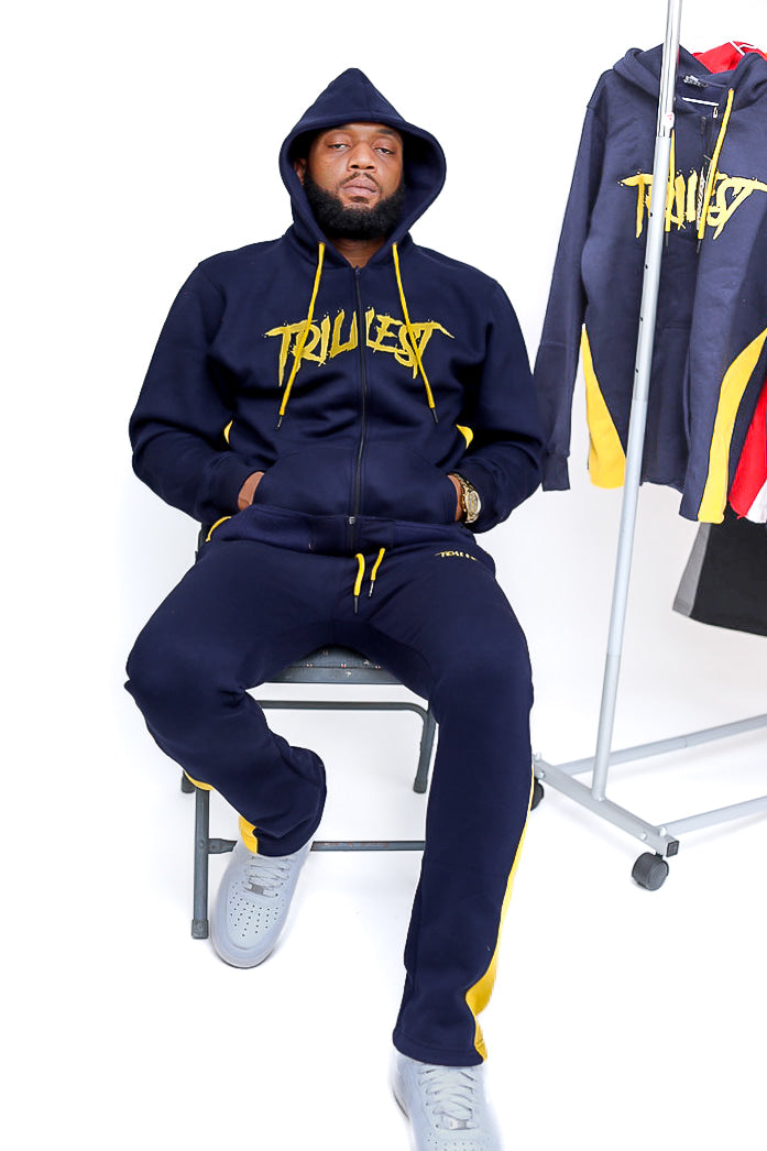 Trillest Zip Up Hoodie - Navy\Yellow