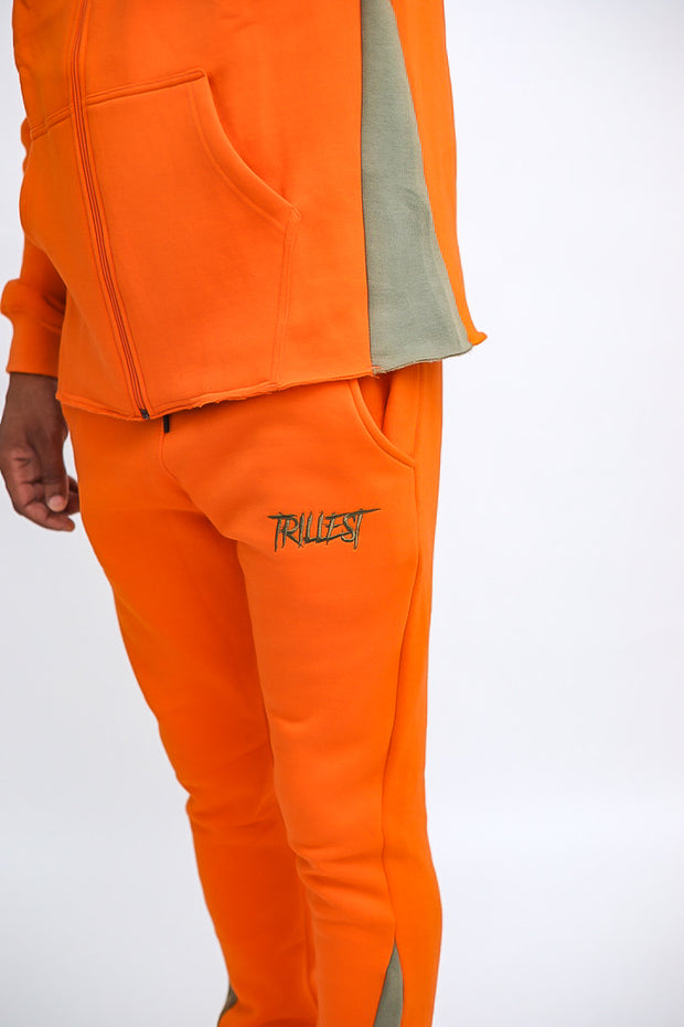 Trillest Zip Up Hoodie - Orange\Green