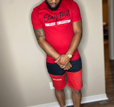 Stay Trill Black/Red 2 Tone Shorts
